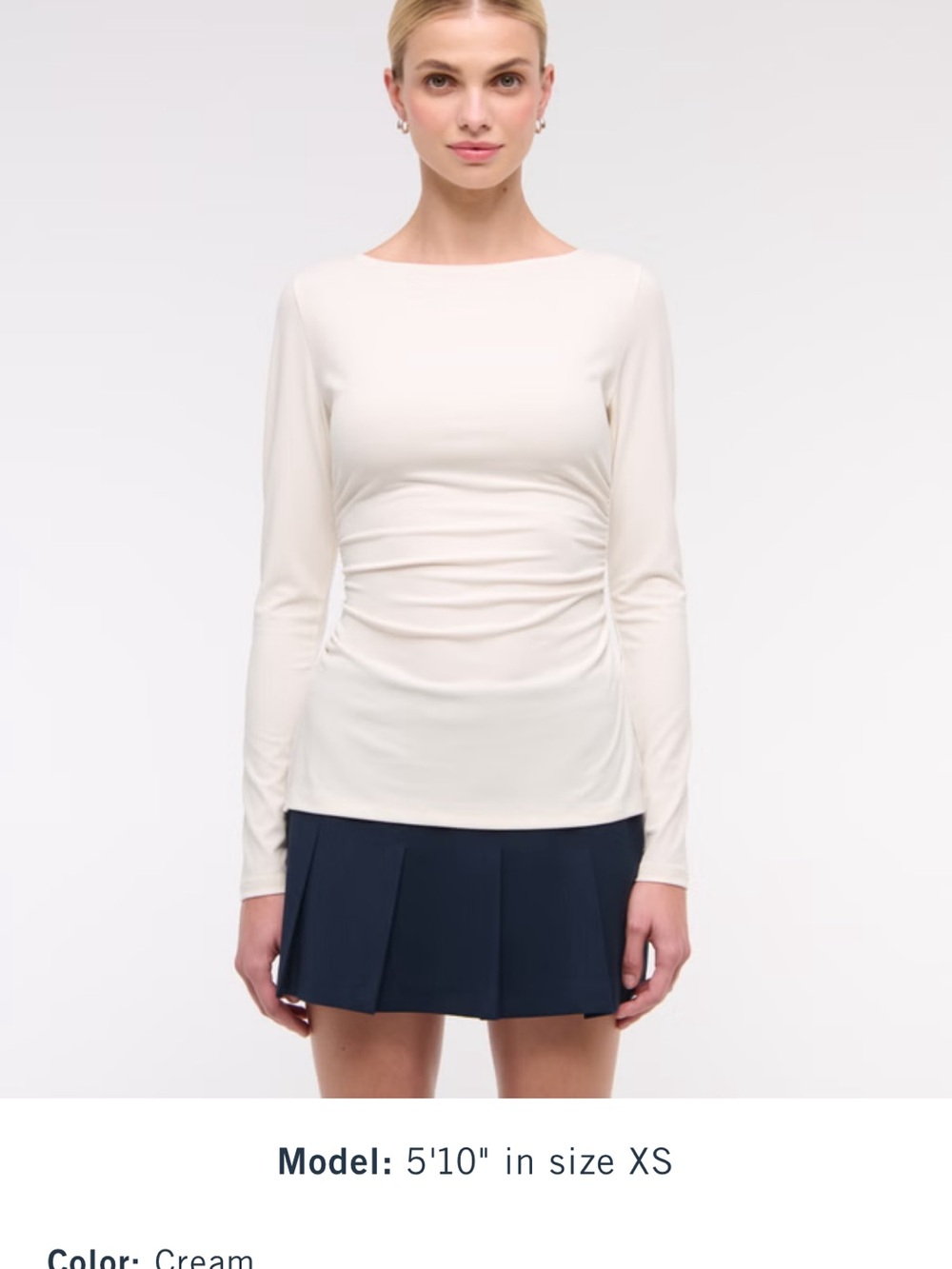 Long-Sleeve Stretch Crepe Slash Top -Abercrombie